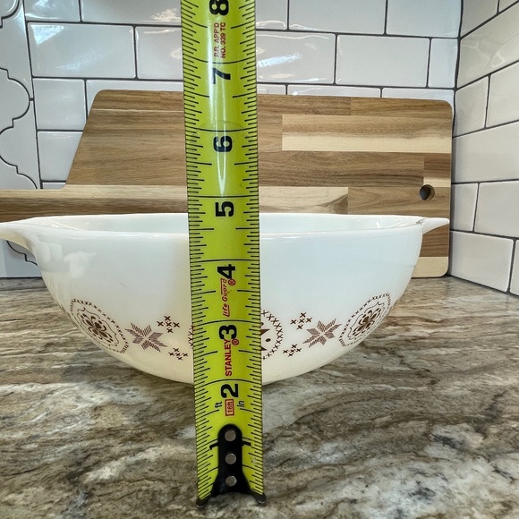 Pyrex Town and Country Brown Hex on Opal Cinderella Nesting Bowl 4 Qt #444 - Picture 11 of 13